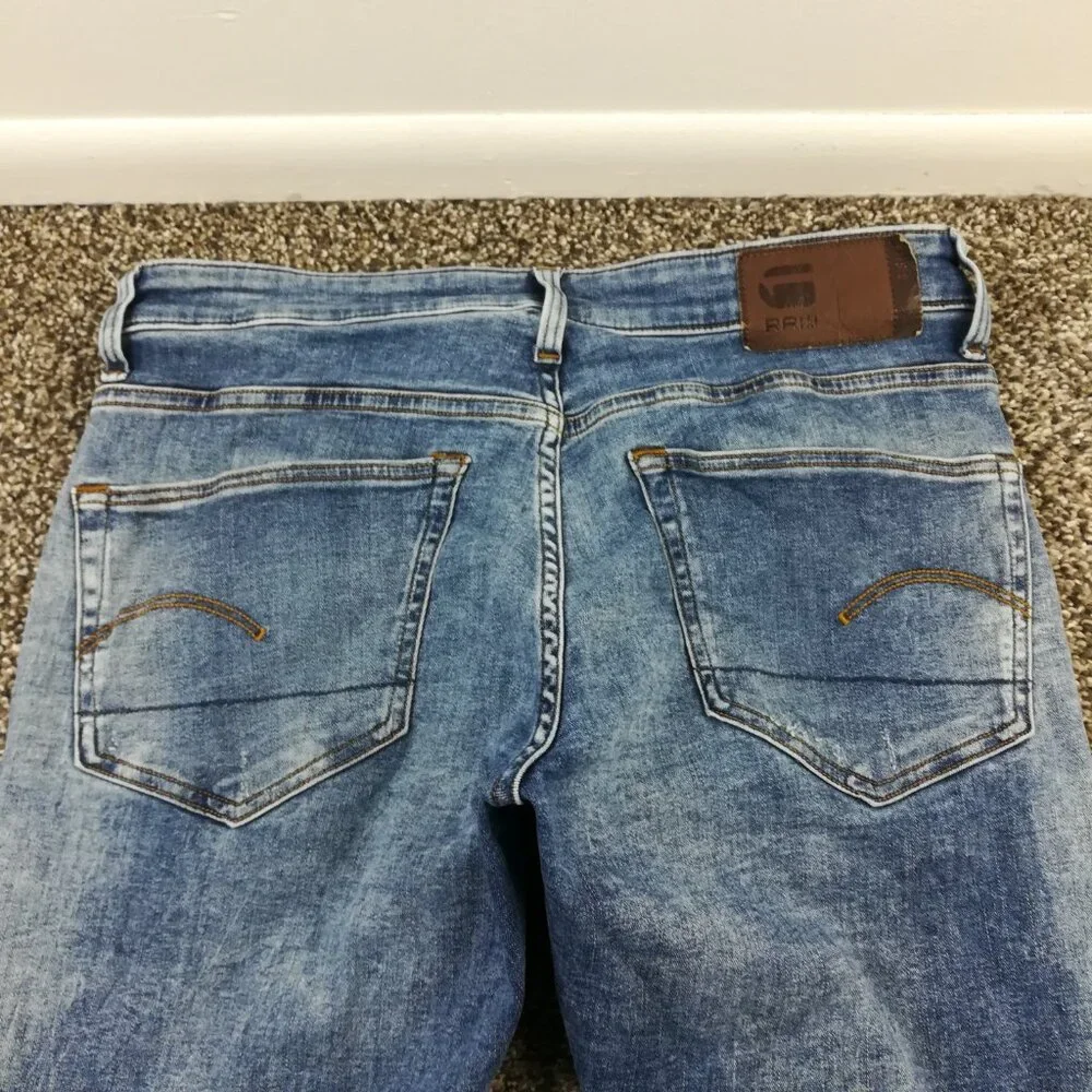 G-Star Raw Jeans 3301 Skinny Deconstructed Distressed Western Blue 33x32 $140